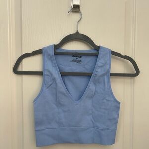 Garage Blue Seamless Crop V-Neck Tank Top